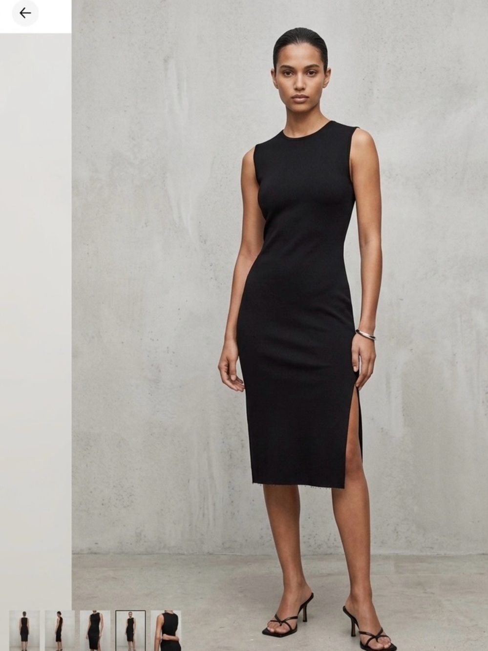 EUC H&M TREND Archival Minimalist Sheath Dress Black US 2 Raw Hem